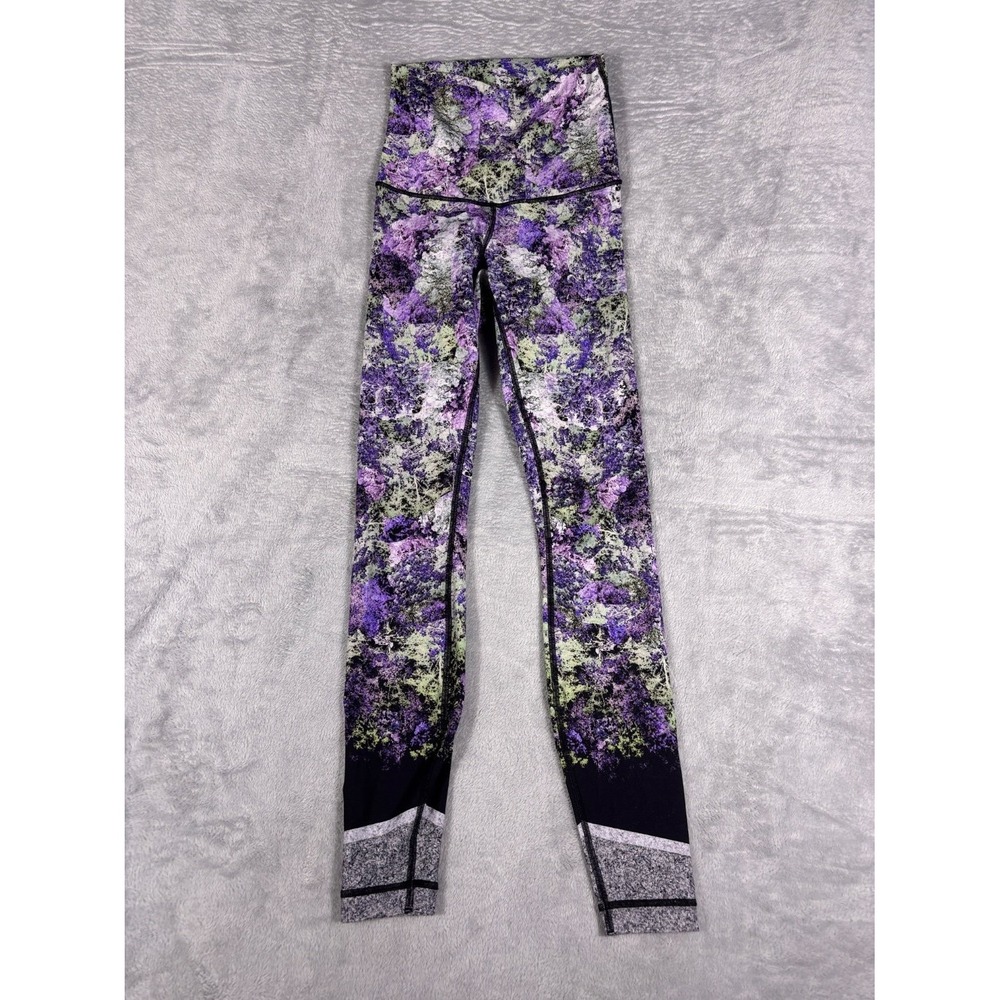 Lululemon Wunder Under High Rise Leggings Womens 4 Purple Abstract Colorblock 27